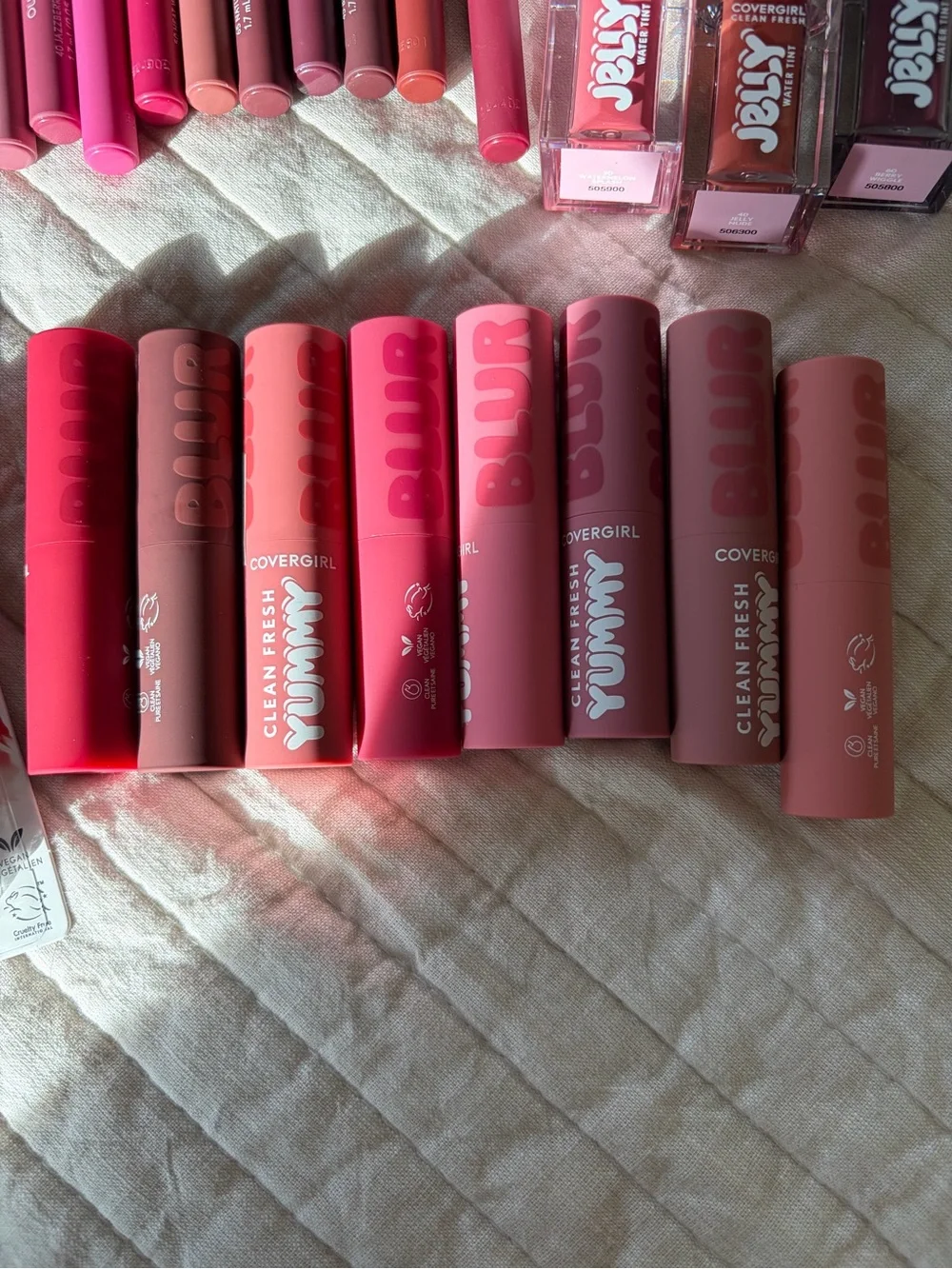 Covergirl lip products bundle jelly water tint, outlast lipstain, lip balm, blur